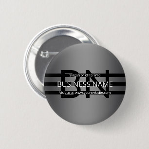 Modern Grey Gradient & Horizontal Black Stripes 6 Cm Round Badge