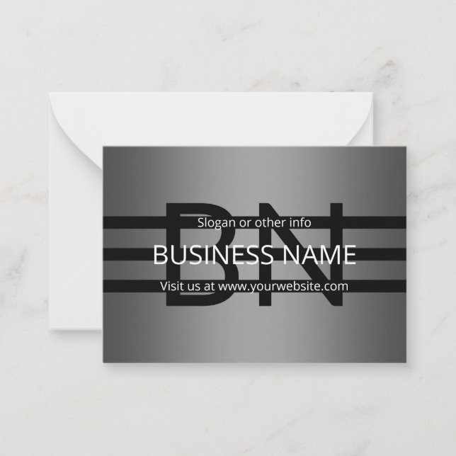 Modern Grey Gradient & Horizontal Black Stripes Card (Front)