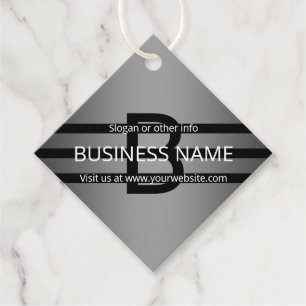 Modern Grey Gradient & Horizontal Black Stripes Favour Tags