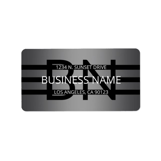 Modern Grey Gradient & Horizontal Black Stripes Label (Front)