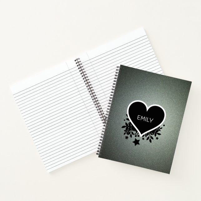 Modern Grey Green Glitter Notebook (Inside)
