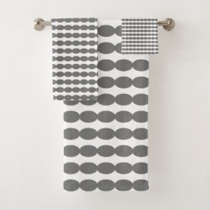 Modern Grey Grey White Geometric Patterns Custom  Bath Towel Set