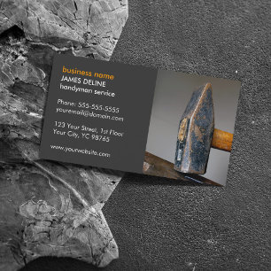Modern Grey Hammer Handyman Service Business Card