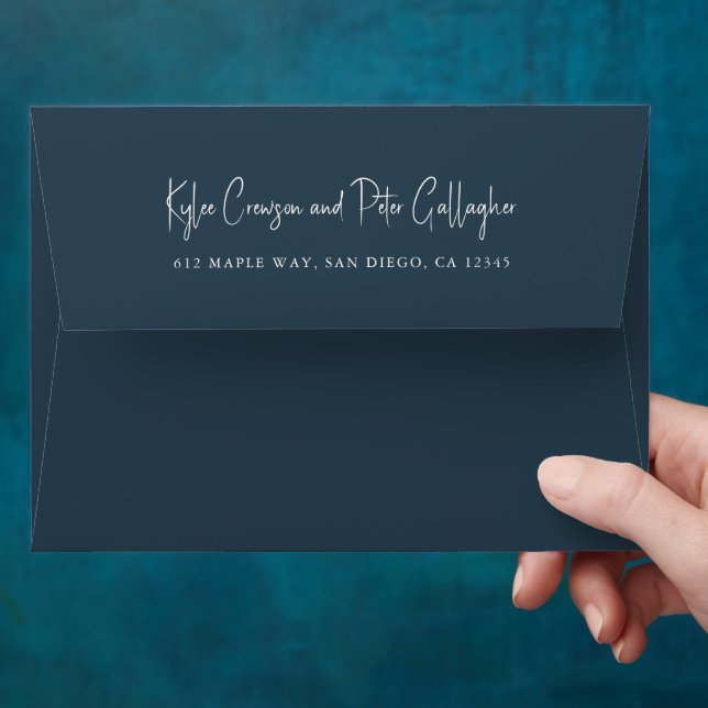 Modern Grey Handwritten Script Elegant Wedding Envelope (Hand)