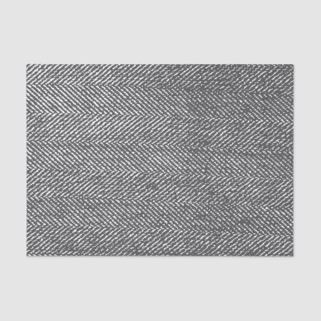 Modern Grey Herringbone Pattern Tissue Paper (Front)