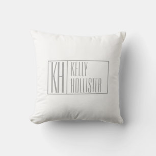 Modern Grey Initials & Name Logo Cushion
