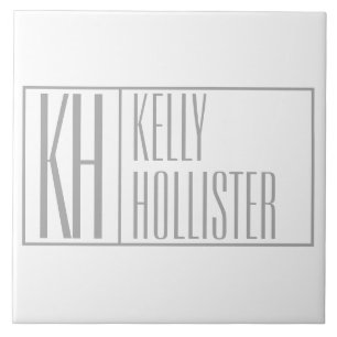 Modern Grey Initials & Name Logo Tile