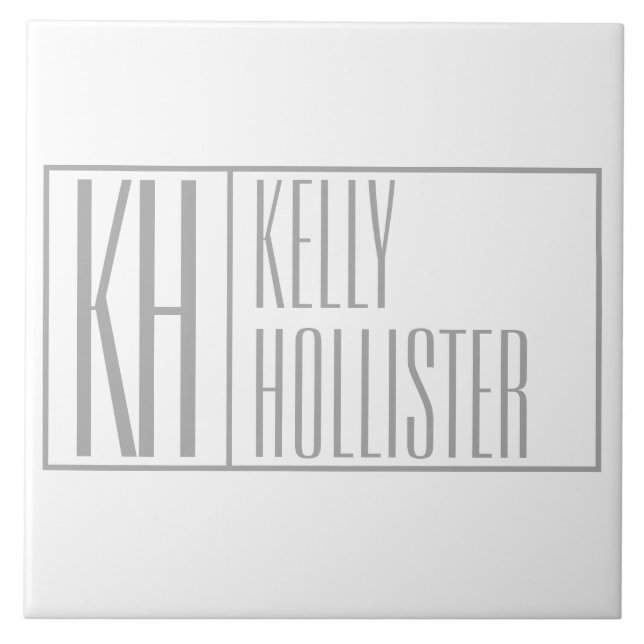 Modern Grey Initials & Name Logo Tile (Front)