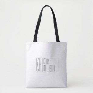 Modern Grey Initials & Name Logo Tote Bag