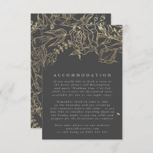 Modern Grey Iron Ore Gold Elegant Pampas Wedding Enclosure Card