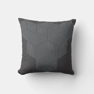 Modern Grey Isometric Optical Illusion Throw Pillo Cushion