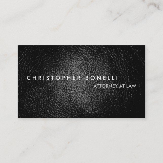 Modern Grey Leather Effect Plain Business Card (Front)