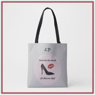 Modern Grey Let Women Lead Tote Bag