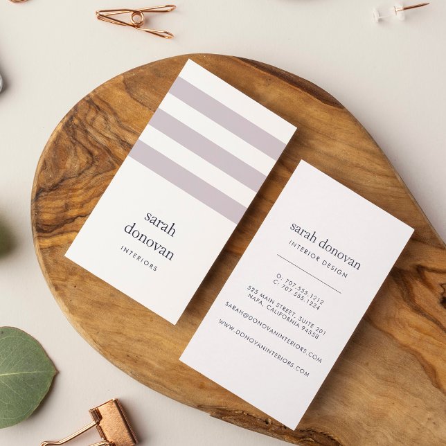 Modern Grey Lilac Stripe Business Card (Creator Uploaded)