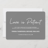 Modern Grey Love is Patient Wedding Postponement