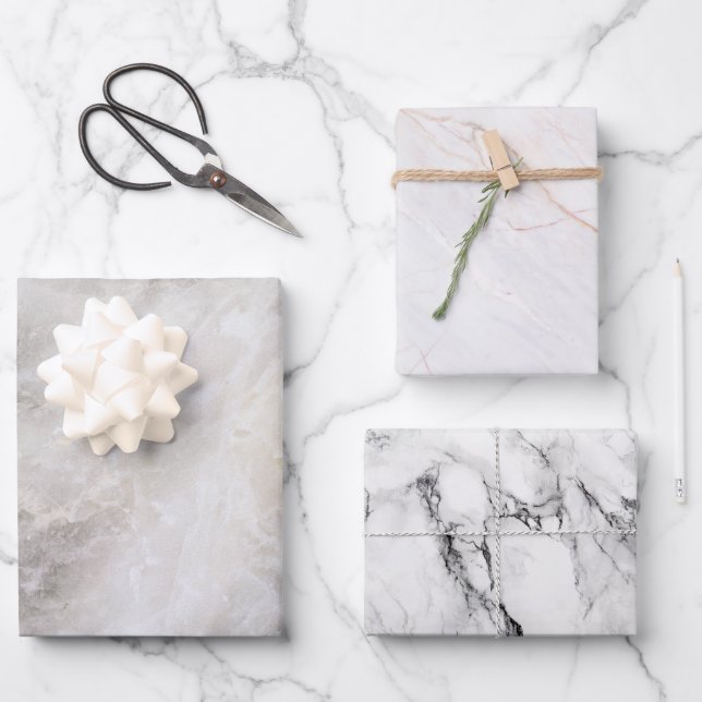 Modern Grey Marble Patterns Wrapping Paper Sheet (Front)