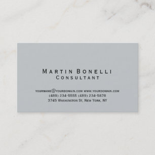 Modern Grey Minimalist Consultant Business Card