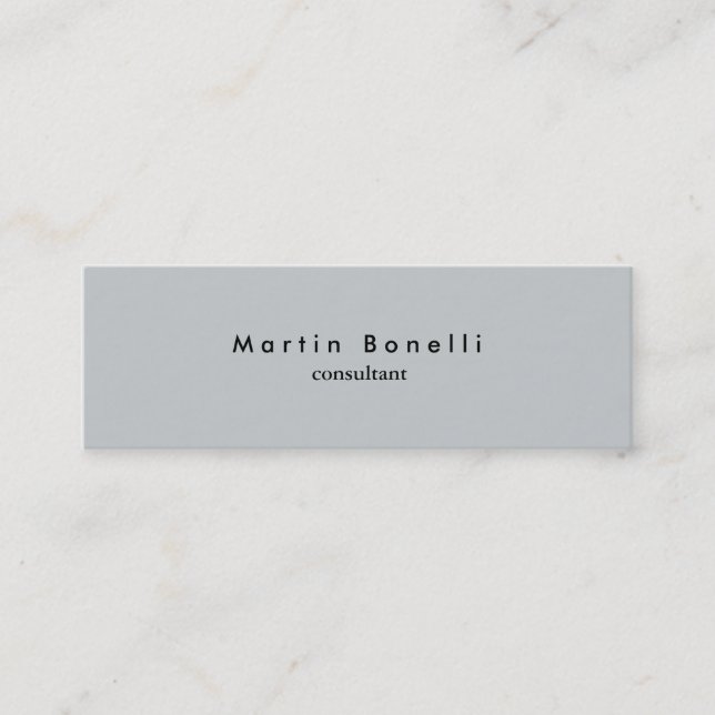 Modern Grey Minimalist Plain Slim Business Card (Front)