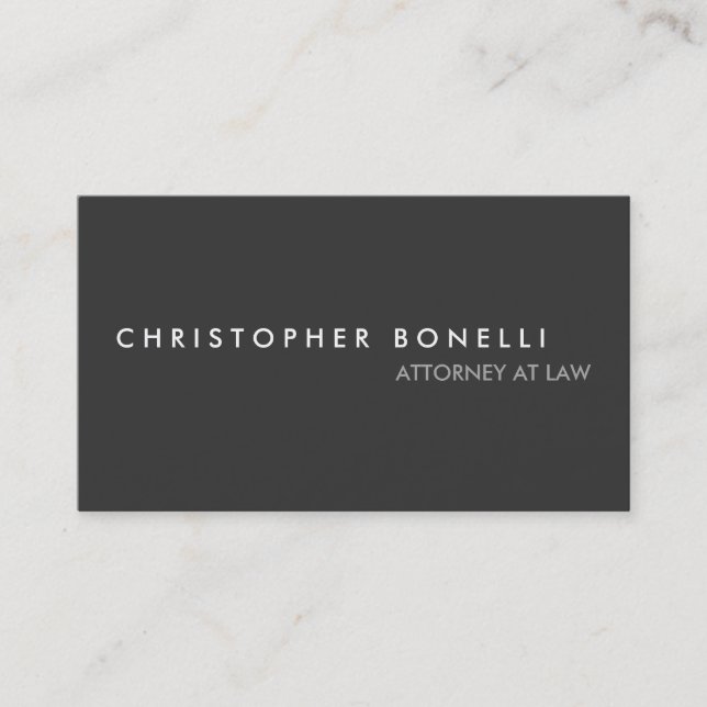 Modern Grey Minimalist Simple Plain Business Card (Front)