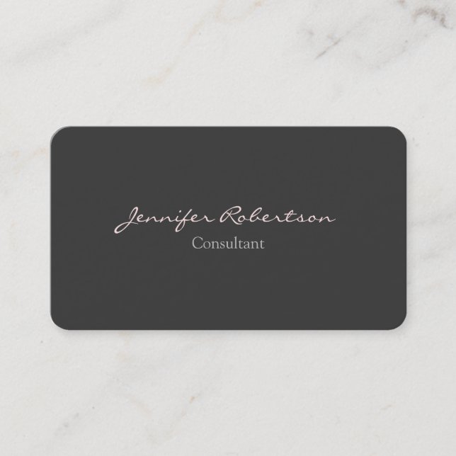Modern Grey Misty Rose Plain Unique Business Card (Front)