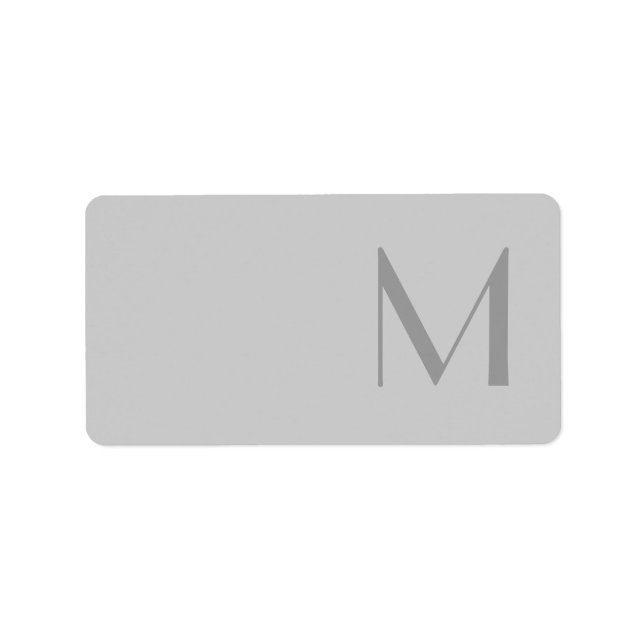 Modern Grey Monogram Address Labels (Front)