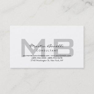 Modern Grey Monogram Consultant Business Card