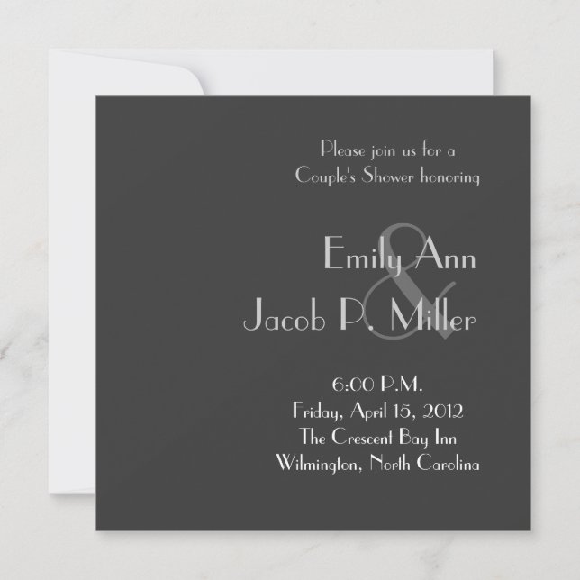 Modern Grey Monogram Couple's Shower Invitations (Front)