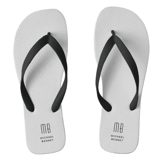 Modern Grey Monogram  Jandals (Footbed)