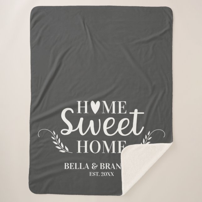 Modern Grey Monogram Name Blanket (Front)