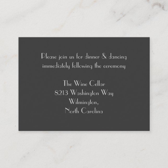 Modern Grey Monogram Reception Insert Cards (Front)