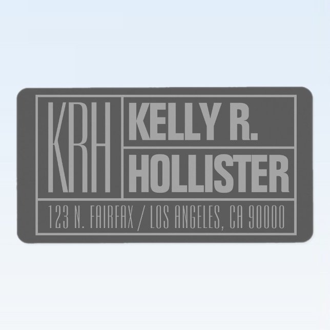 Modern Grey Monogrammed Name Return Address Label (Creator Uploaded)