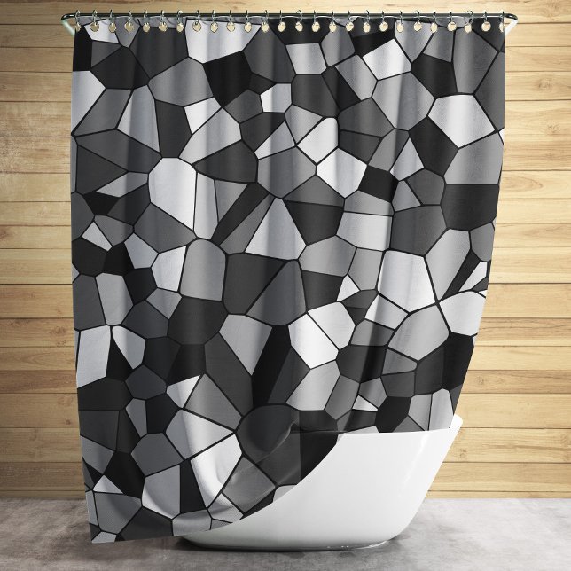 Modern Grey Mosaic Pattern Shower Curtain (Modern Gray Mosaic Pattern Shower Curtain)