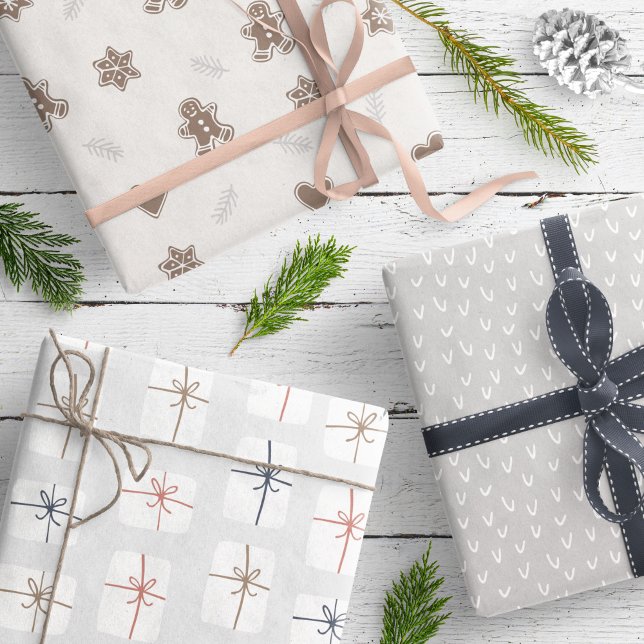 Modern Grey Neutral Gingerbread Pattern  Wrapping Paper Sheet (Creator Uploaded)