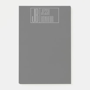 Modern, Grey on Dark Grey, Initials & Name Logo Post-it Notes