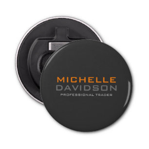 Modern Grey Orange Bold Text Minimalist Name Bottle Opener