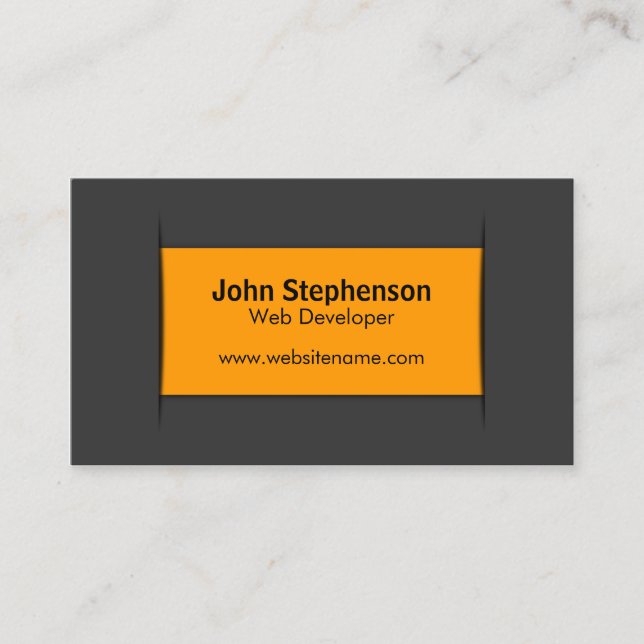Modern Grey Orange Business Card (Front)