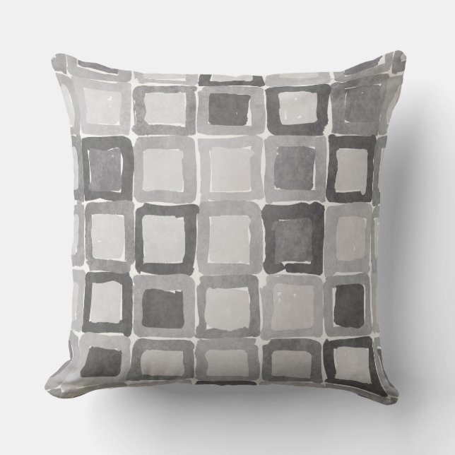 Modern Grey Painted Patches  Cushion (Front)