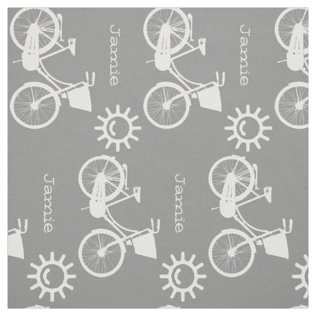 Modern Grey Pattern Sunshine Bicycle Personalised Fabric (Swatch)