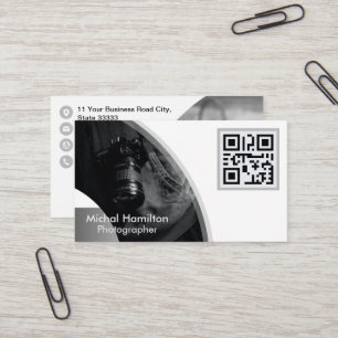 Modern Grey Photographer Business Card