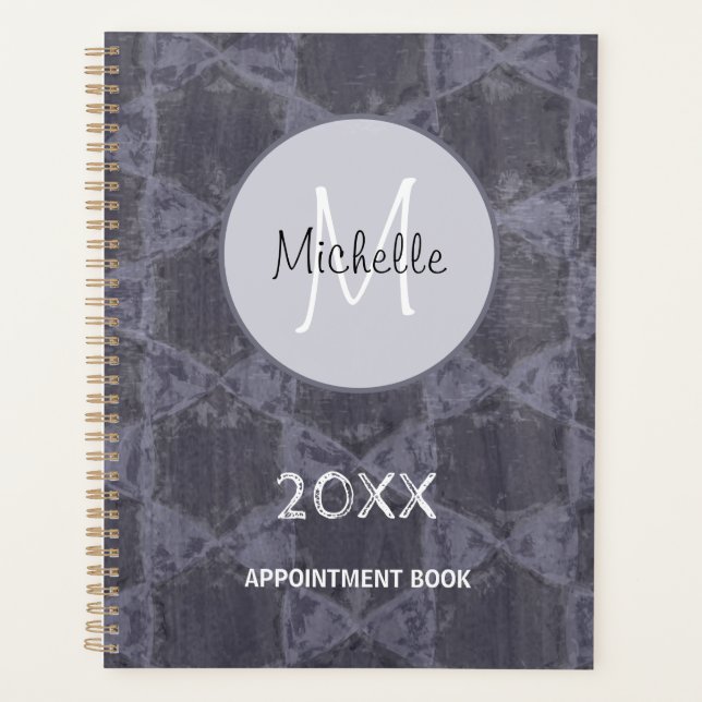 Modern Grey Pink Circles Geometric Monogram Planner (Front)
