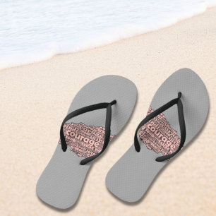 Modern Grey & Pink Torn Layer Courage Typography Jandals