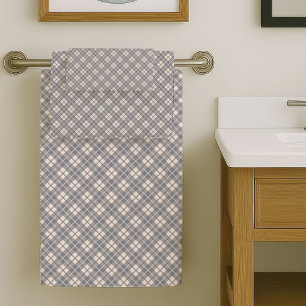 Modern Grey Plaid Towels Chic and Cosy Accent