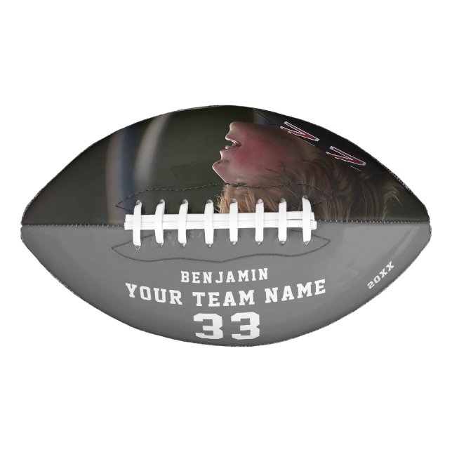 Modern Grey Player Name Number Team Photo Football (Front)