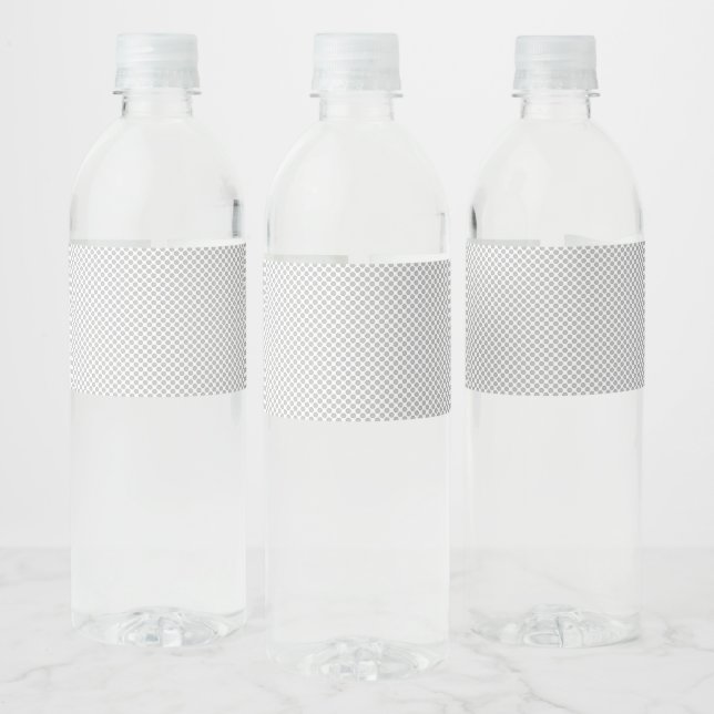 Modern Grey Polka Dot Event Sign Background Water Bottle Label (Bottles)