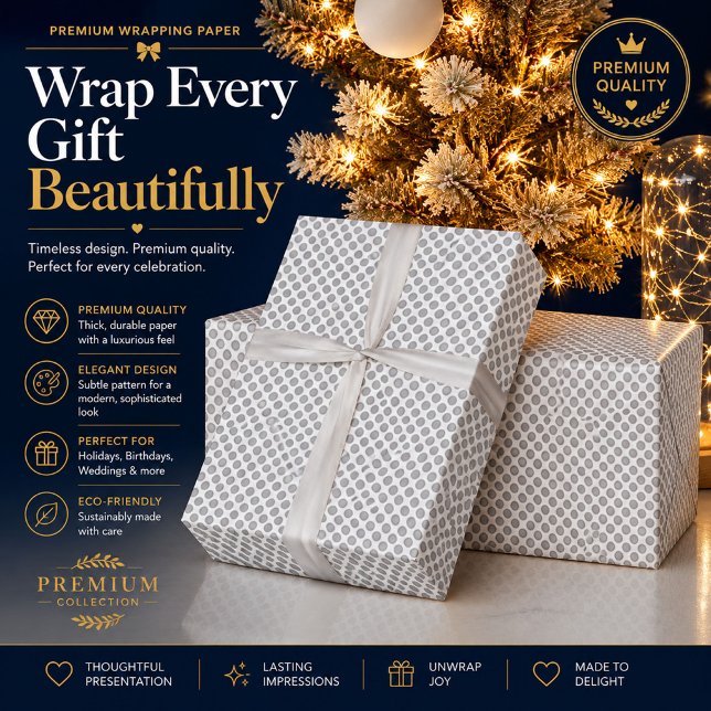 Modern Grey Polka Dot Event Sign Background Wrapping Paper (Creator Uploaded)