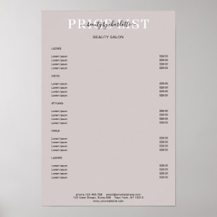 Modern Grey Price List Poster