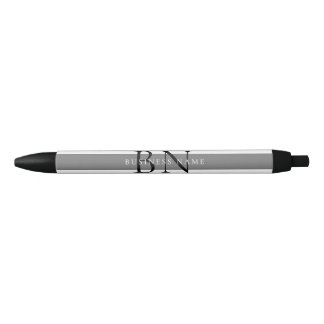 Modern Grey Professional Business Monogram Black Ink Pen