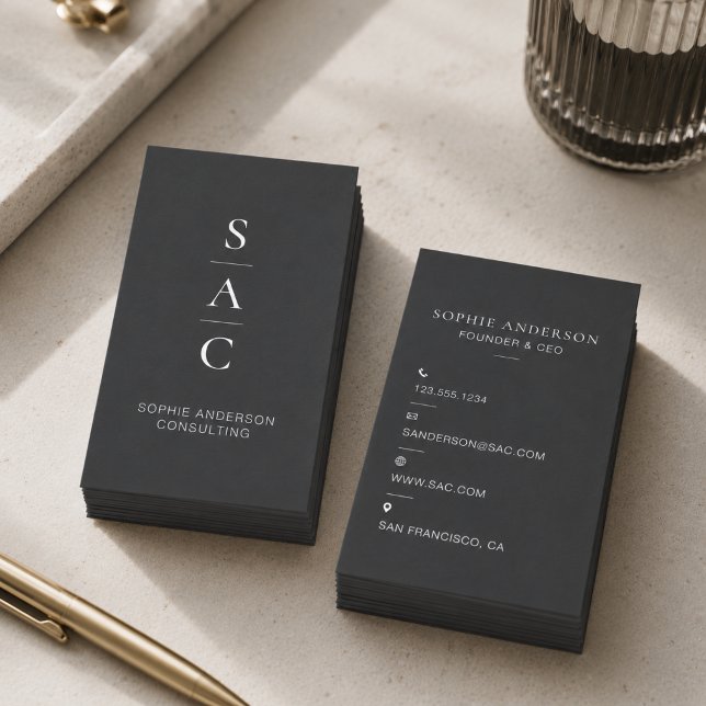 Modern Grey Professional Consultant Vertical Business Card (Modern Gray Professional Consultant Vertical Business Card)