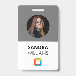 Modern Grey Professional Custom Print Employee ID Badge