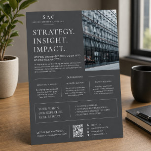 Modern Grey QR Code Professional Consultant Flyer